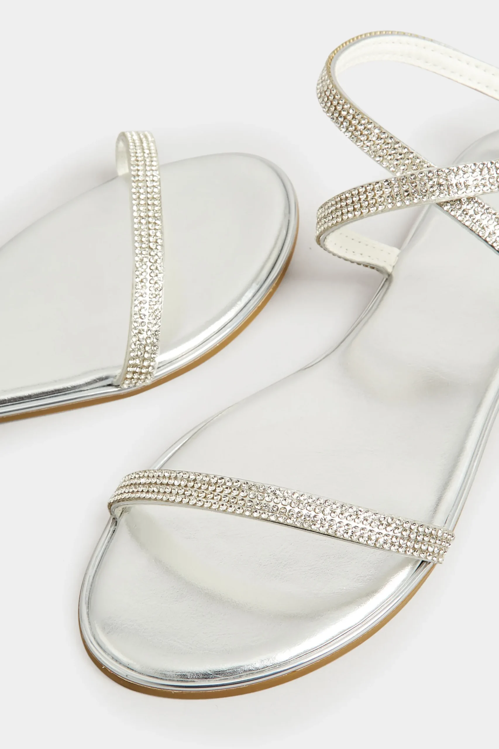M&Co Pixiegirl Pixiegirl Silver Diamante Flat Sandals In Standard Fit>Women Flat Shoes