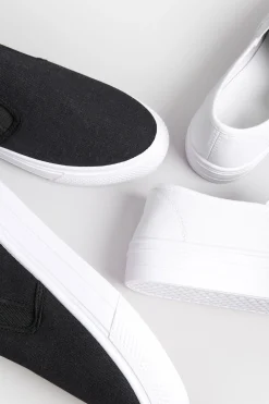 M&Co Pixiegirl Pixiegirl White Canvas Slip On Flatform Trainers In Standard Fit><noscript><img width=