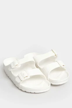M&Co Pixiegirl Pixiegirl White Two Strap Sliders In Standard Fit>Women Mules & Sliders