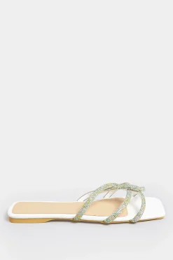 M&Co Pixiegirl Pixiegirl White Diamante Strap Mule Sandals In Standard Fit><noscript><img width=