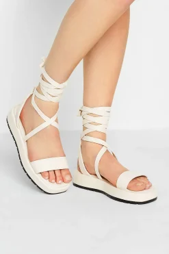 M&Co Pixiegirl Pixiegirl White Ankle Tie Flatform Sandals In Standard Fit>Women Sandals