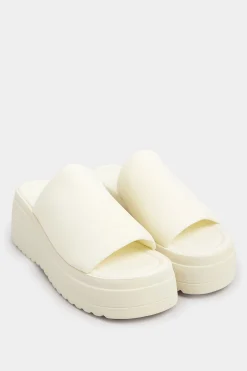 M&Co Pixiegirl Pixiegirl White Wedge Platform Mule Sandals In Standard Fit>Women Flat Shoes
