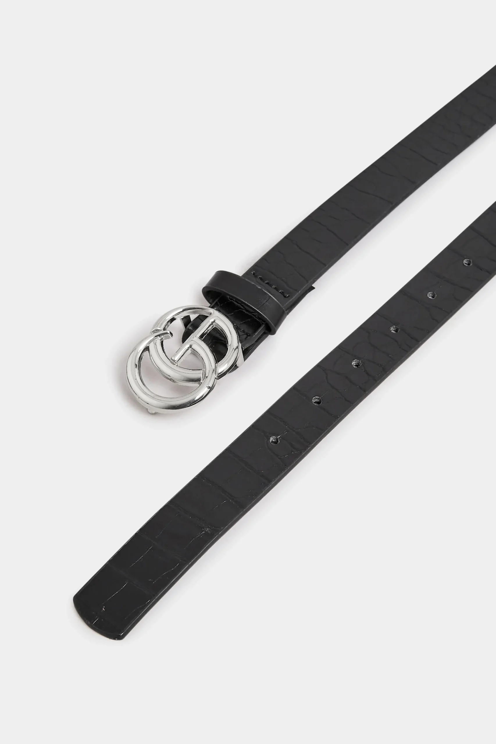 M&Co Yours Yours 2 Pack Black & Croc Print Initial Logo Belts>Women Belts