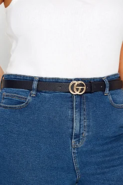 M&Co Yours Yours 2 Pack Black & Brown Double Hoop Belts><noscript><img width=