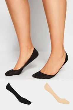 M&Co Yours Yours 2 Pack Black & Nude Footsie Socks>Women Socks
