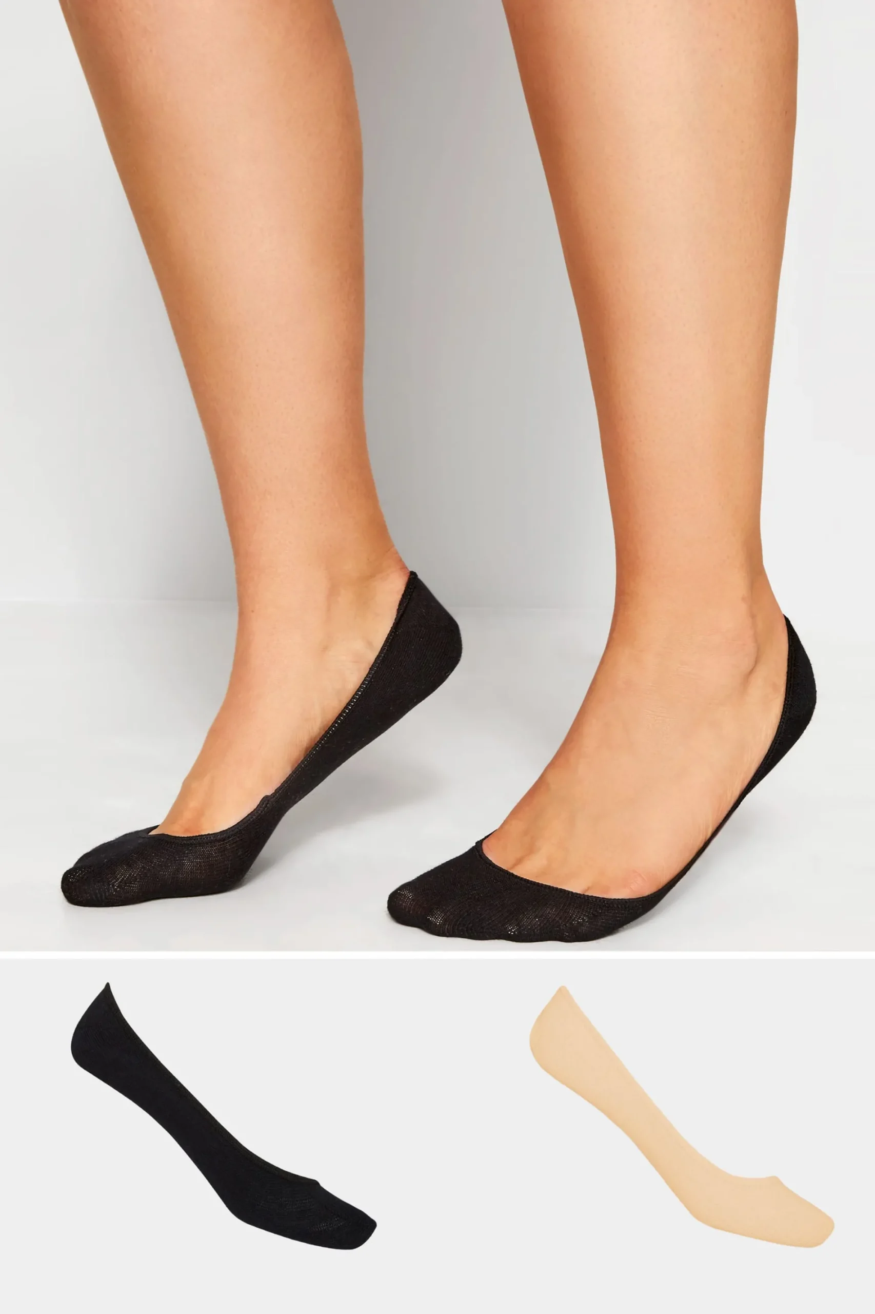 M&Co Yours Yours 2 Pack Black & Nude Footsie Socks>Women Socks
