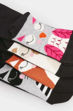 M&Co Yours Yours 4 Pack Black Animal Print Footbed Socks><noscript><img width=