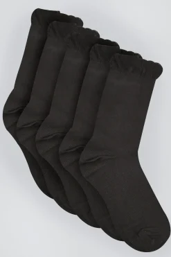 M&Co Yours Yours 5 Pack Black Ankle Socks>Women Socks