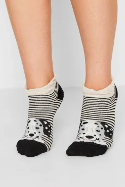 M&Co Yours Yours 4 Pack Black Dog Print Trainer Liner Socks>Women Socks