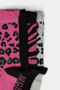 M&Co Yours Yours 4 Pack Black Mixed Animal Print Footbed Ankle Socks><noscript><img width=
