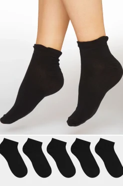 M&Co Yours Yours 5 Pack Black Trainer Liner Socks>Women Socks