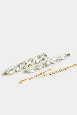 M&Co Yours Yours 4 Pack Gold Crystal Hairslide Set><noscript><img width=