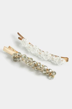 M&Co Yours Yours 2 Pack Gold Diamante Bead Hair Clips>Women Hair Accessories