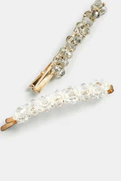 M&Co Yours Yours 2 Pack Gold Diamante Bead Hair Clips><noscript><img width=