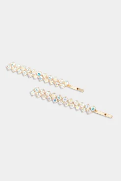 M&Co Yours Yours 2 Pack Gold Diamante Hairslide Set>Women Hair Accessories