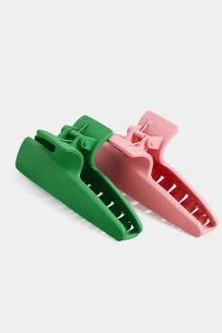 M&Co Yours Yours 2 Pack Green & Pink Hair Claw Clips><noscript><img width=