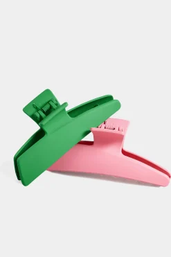 M&Co Yours Yours 2 Pack Green & Pink Hair Claw Clips><noscript><img width=