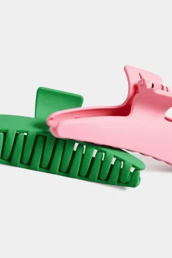 M&Co Yours Yours 2 Pack Green & Pink Hair Claw Clips><noscript><img width=