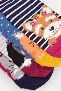 M&Co Yours Yours 4 Pack Navy Blue Animal Print Stripe Ankle Socks><noscript><img width=