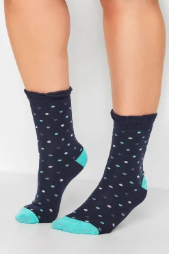 M&Co Yours Yours 4 Pack Navy Blue Spot Print Socks>Women Socks