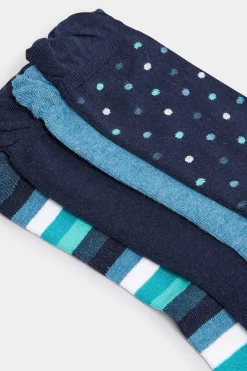 M&Co Yours Yours 4 Pack Navy Blue Spot Print Socks><noscript><img width=