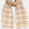 M&Co Yours Yours Beige Brown Check Print Tassel Scarf>Women Scarves
