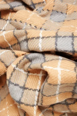M&Co Yours Yours Beige Brown Check Print Tassel Scarf>Women Scarves