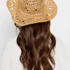 M&Co Yours Yours Beige Brown Straw Cut Out Cowboy Hat>Women Hats