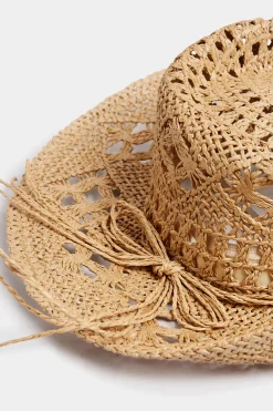 M&Co Yours Yours Beige Brown Straw Cut Out Cowboy Hat><noscript><img width=