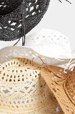 M&Co Yours Yours Beige Brown Straw Cut Out Cowboy Hat><noscript><img width=
