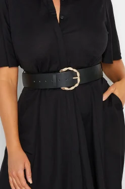 M&Co Yours Yours Black & Gold Rope Twist Wide Buckle Belt>Women Belts