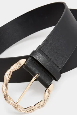 M&Co Yours Yours Black & Gold Rope Twist Wide Buckle Belt><noscript><img width=