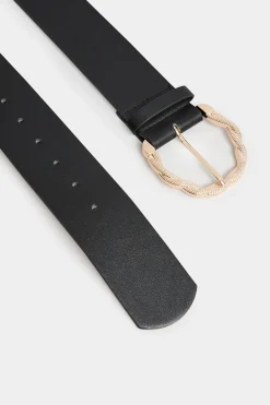 M&Co Yours Yours Black & Gold Rope Twist Wide Buckle Belt><noscript><img width=