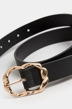 M&Co Yours Yours Black & Gold Twisted Buckle Belt><noscript><img width=