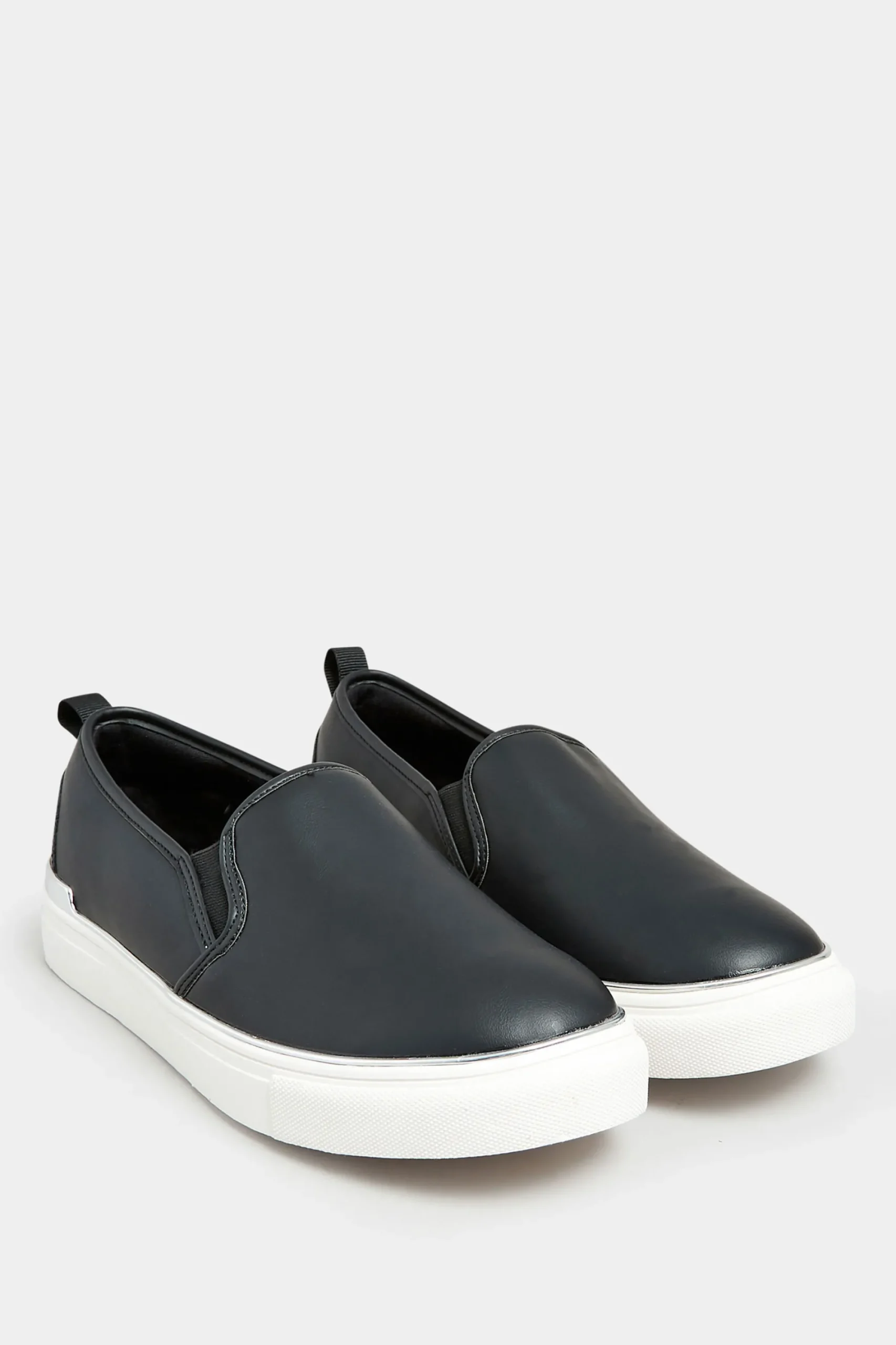 M&Co Yours Yours Black & Silver Hardware Slip-On Trainers In Extra Wide Eee Fit>Women Flat Shoes