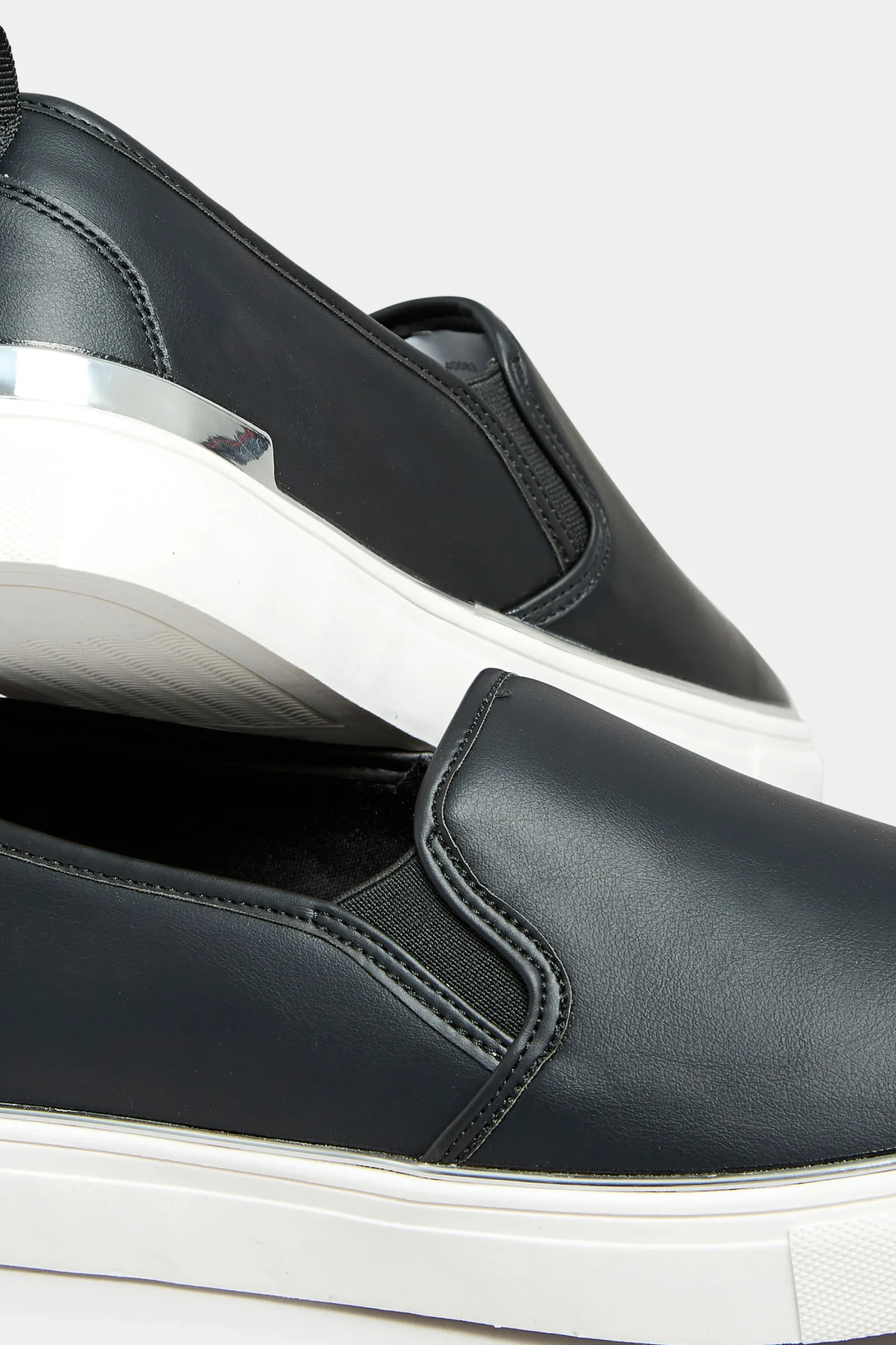 M&Co Yours Yours Black & Silver Hardware Slip-On Trainers In Extra Wide Eee Fit>Women Flat Shoes