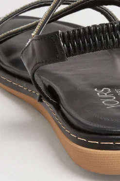 M&Co Yours Yours Black & Silver Sequin Strappy Sandals In Wide E Fit & Extra Wide Eee Fit><noscript><img width=