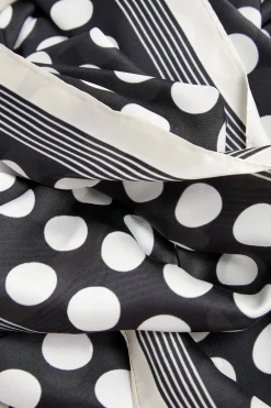 M&Co Yours Yours Black & White Polka Dot Print Scarf><noscript><img width=
