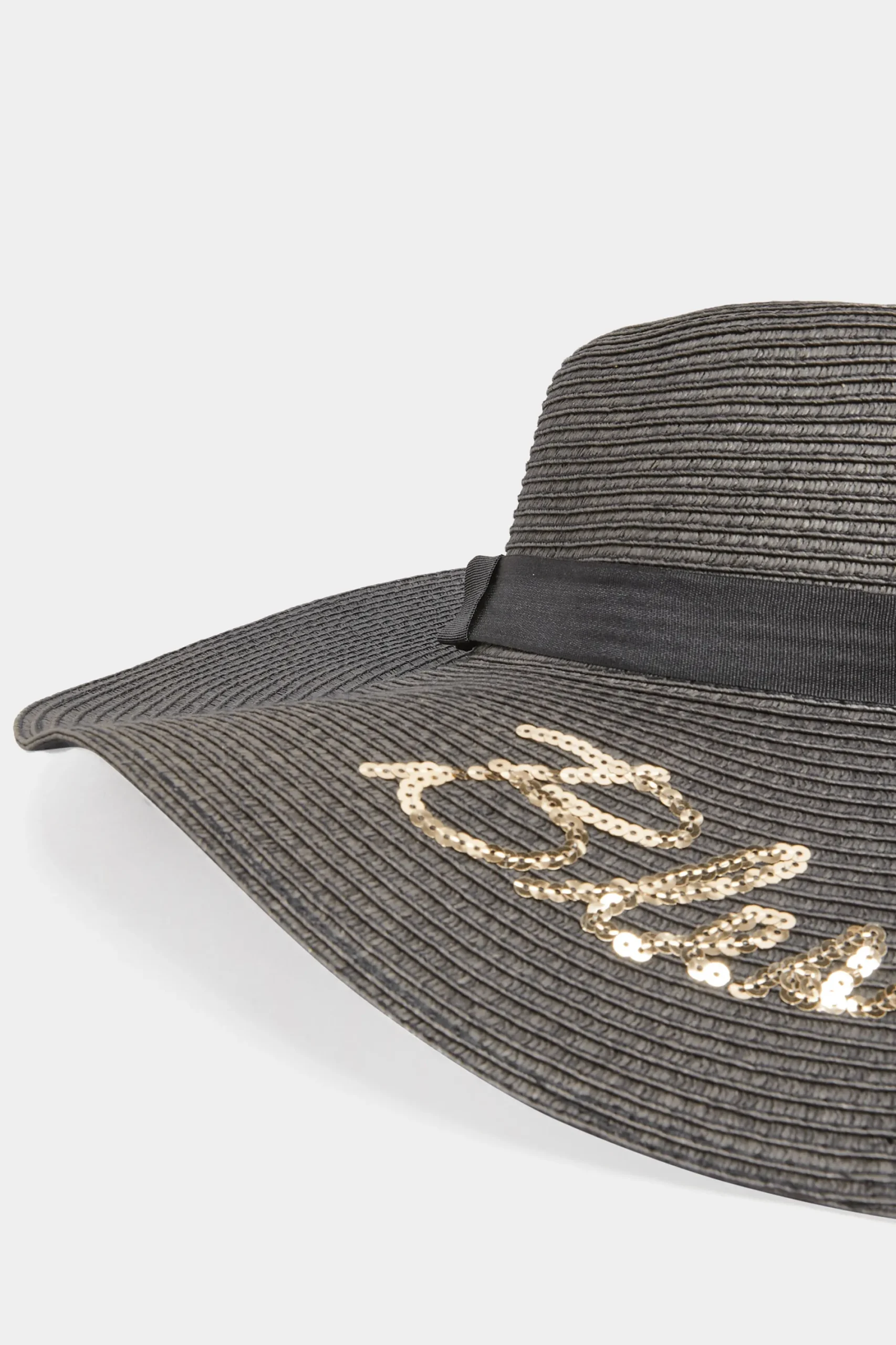 M&Co Yours Yours Black 'Blessed' Floppy Straw Hat>Women Hats
