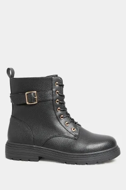 M&Co Yours Yours Black Buckle Lace Up Ankle Boots In Wide E Fit & Extra Wide Eee Fit><noscript><img width=