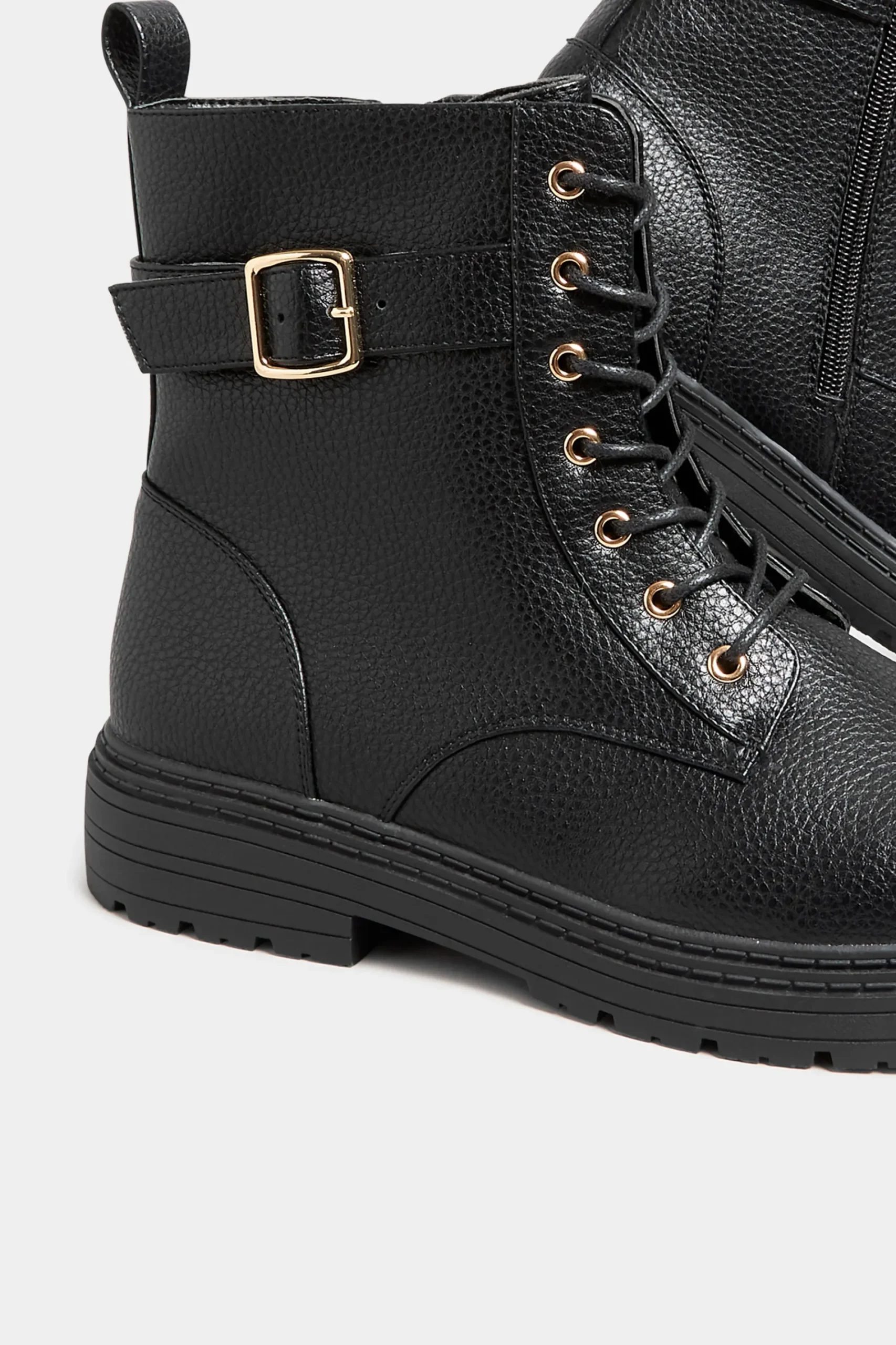 M&Co Yours Yours Black Buckle Lace Up Ankle Boots In Wide E Fit & Extra Wide Eee Fit>Women Boots