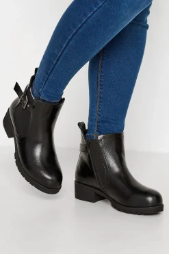 M&Co Yours Yours Black Buckle Ankle Boots In Wide E Fit & Extra Wide Eee Fit>Women Boots