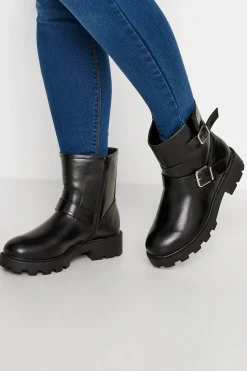 M&Co Yours Yours Black Buckle Biker Boot In Wide E Fit & Extra Wide Eee Fit>Women Boots