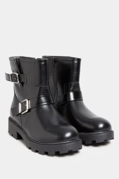 M&Co Yours Yours Black Buckle Biker Boot In Wide E Fit & Extra Wide Eee Fit>Women Boots