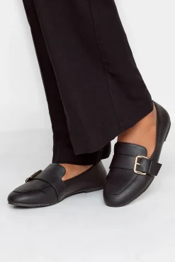 M&Co Yours Yours Black Buckle Faux Leather Loafers In Wide E Fit & Extra Wide Eee Fit>Women Flat Shoes