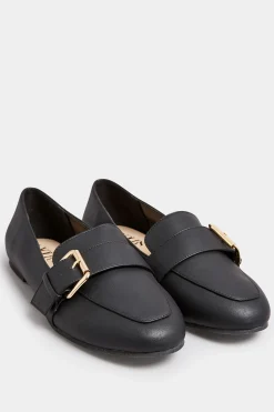 M&Co Yours Yours Black Buckle Faux Leather Loafers In Wide E Fit & Extra Wide Eee Fit>Women Flat Shoes