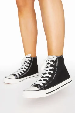 M&Co Yours Yours Black Canvas High Top Trainers In Wide E Fit>Women Flat Shoes