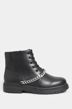 M&Co Yours Yours Black Chain Lace Up Boots In Wide E Fit & Extra Wide Eee Fit><noscript><img width=