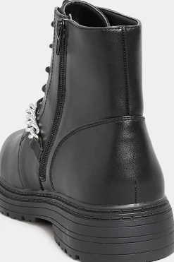 M&Co Yours Yours Black Chain Lace Up Boots In Wide E Fit & Extra Wide Eee Fit><noscript><img width=