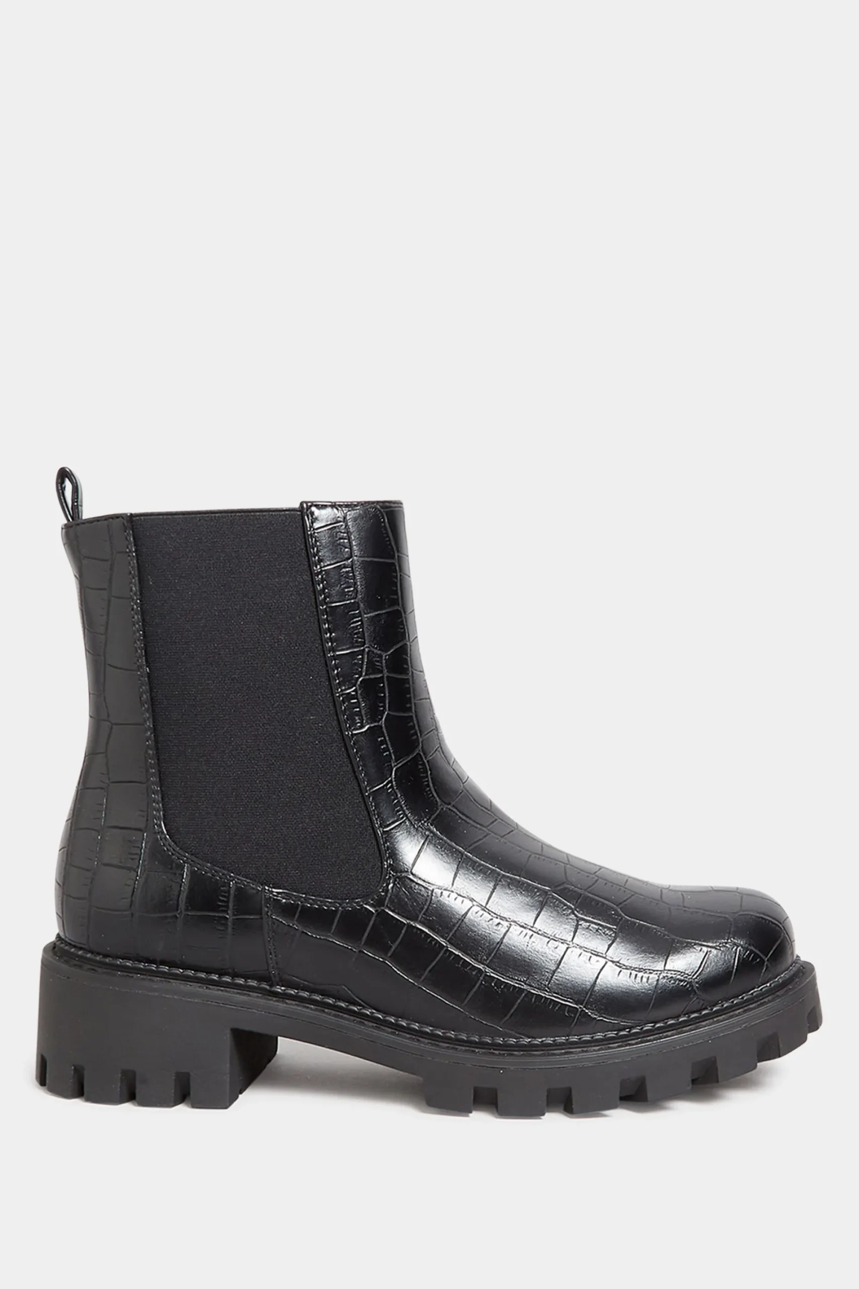 M&Co Yours Yours Black Croc Chunky Chelsea Boots In Wide E Fit & Extra Wide Eee Fit>Women Boots